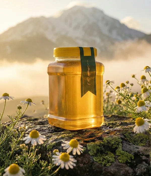 شیشه عسل طبیعی بابونه اردبیل هانی24