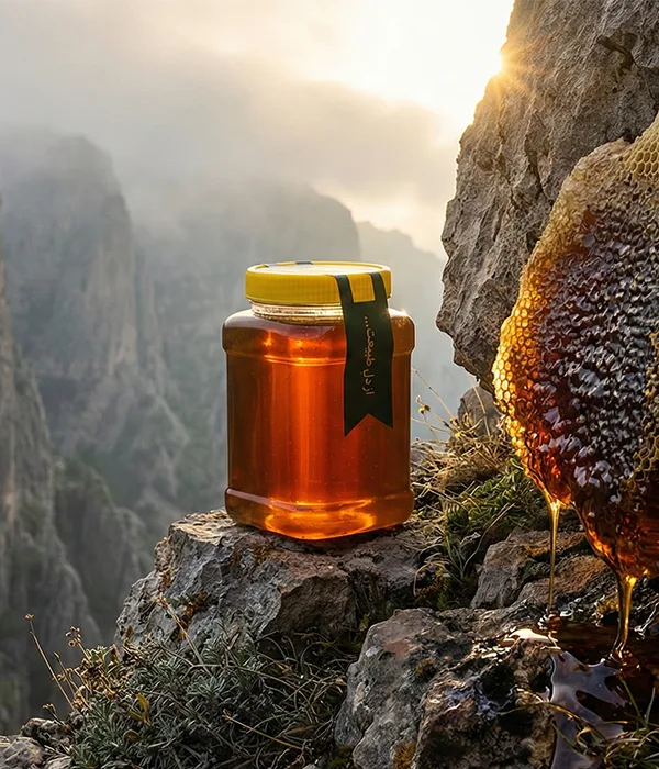 عسل وحشی صخره‌ای کردستان با موم طبیعی هانی24