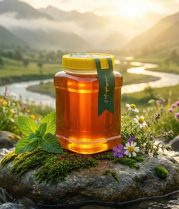 شیشه عسل طبیعی چهل گیاه طالقان هانی24 مقوی