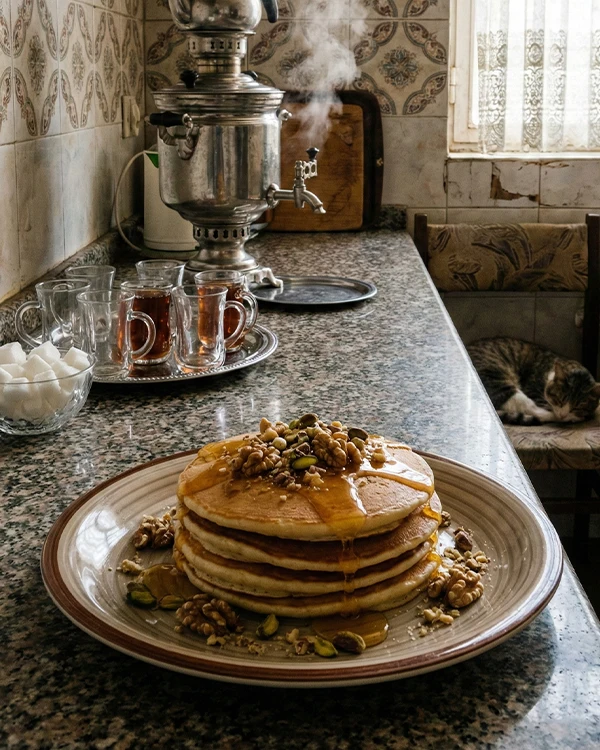 پنکیک با عسل طبیعی